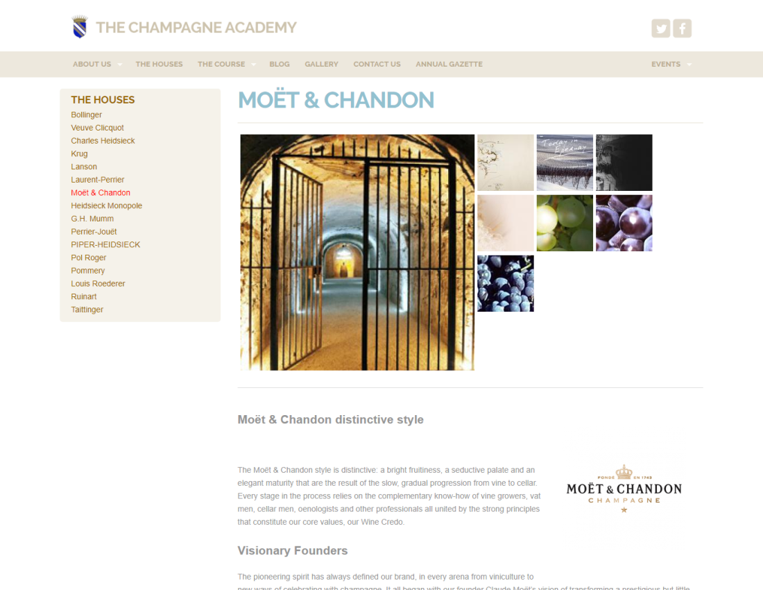 CMS Website Design for Academy of Grande Marque Champagne Houses 
