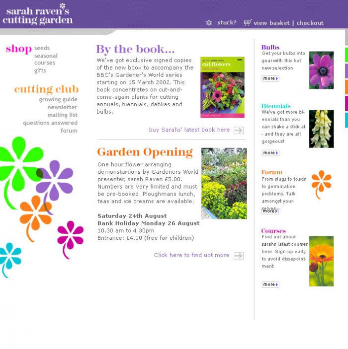 Sarah Raven's Cutting Garden Homepage Design