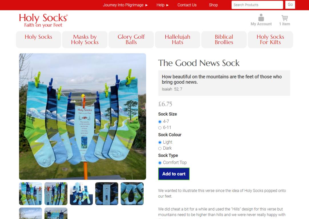 Ecommerce site for novelty sock company