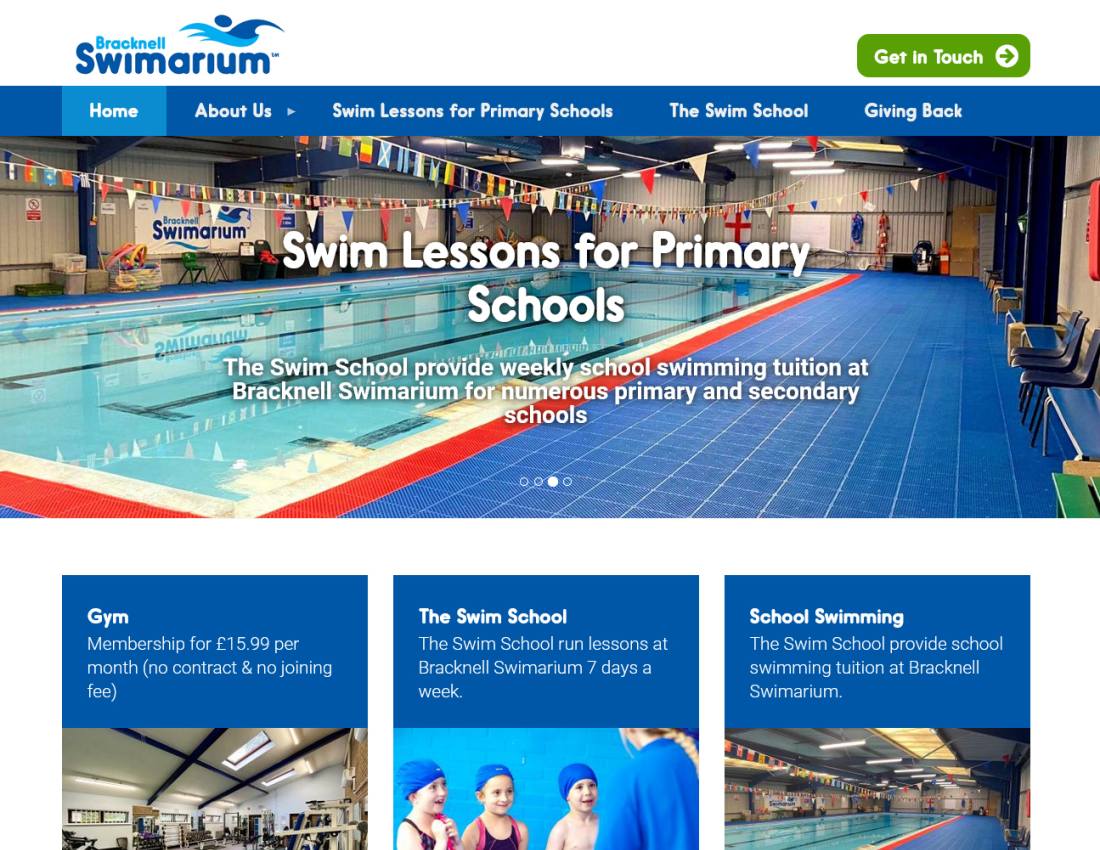 Simple business website for Swim School