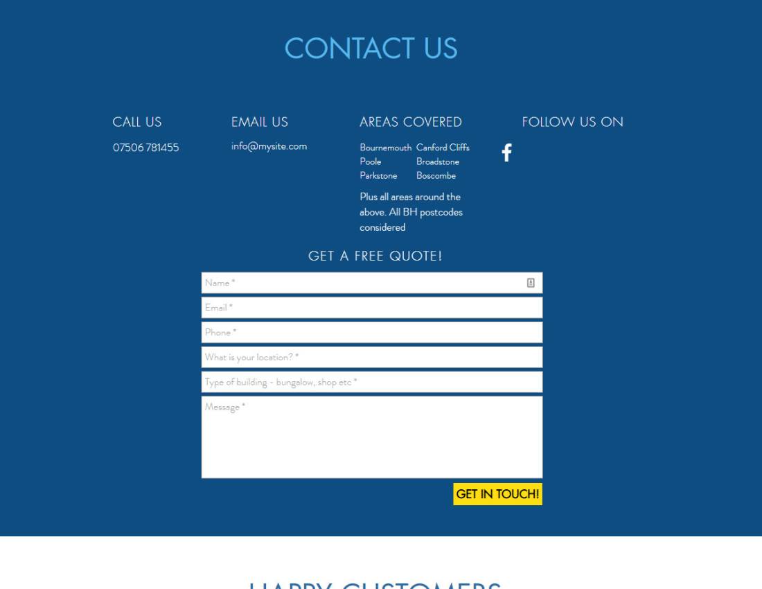 Budget website for sole trader - contact form