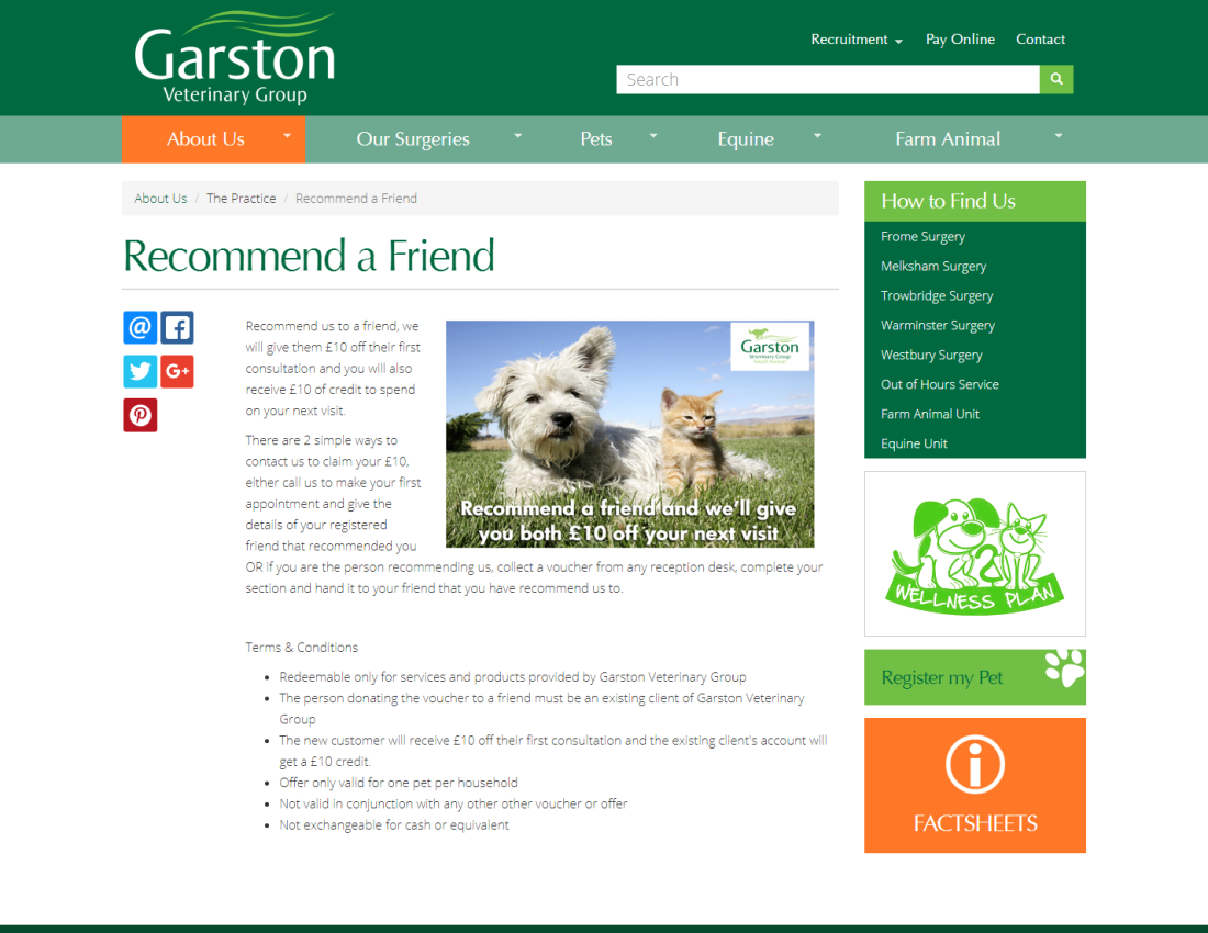 Website for Independent Veterinary Chain