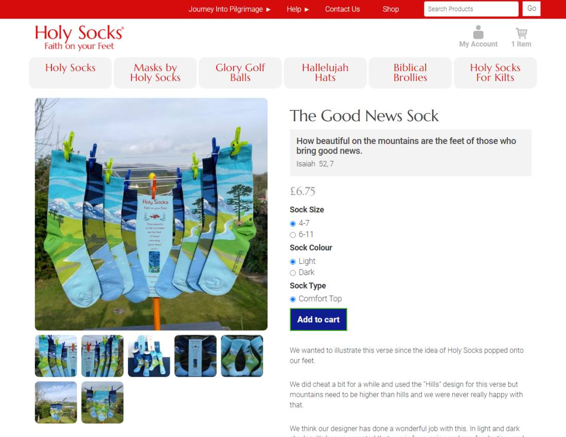 Ecommerce site for novelty sock company
